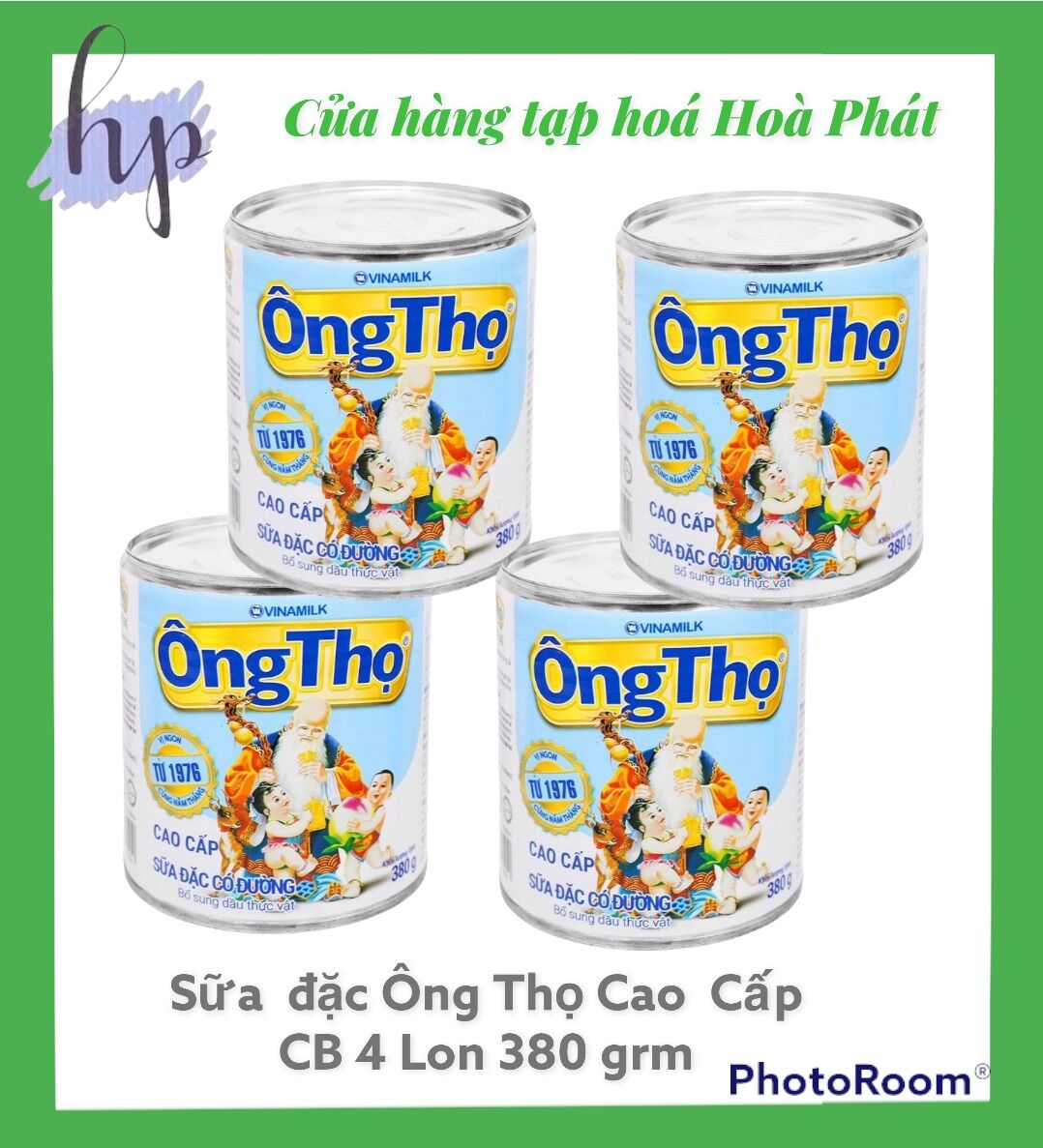 Set 4 lon sữa đặc ông thọ nhãn xanh 380 grm
