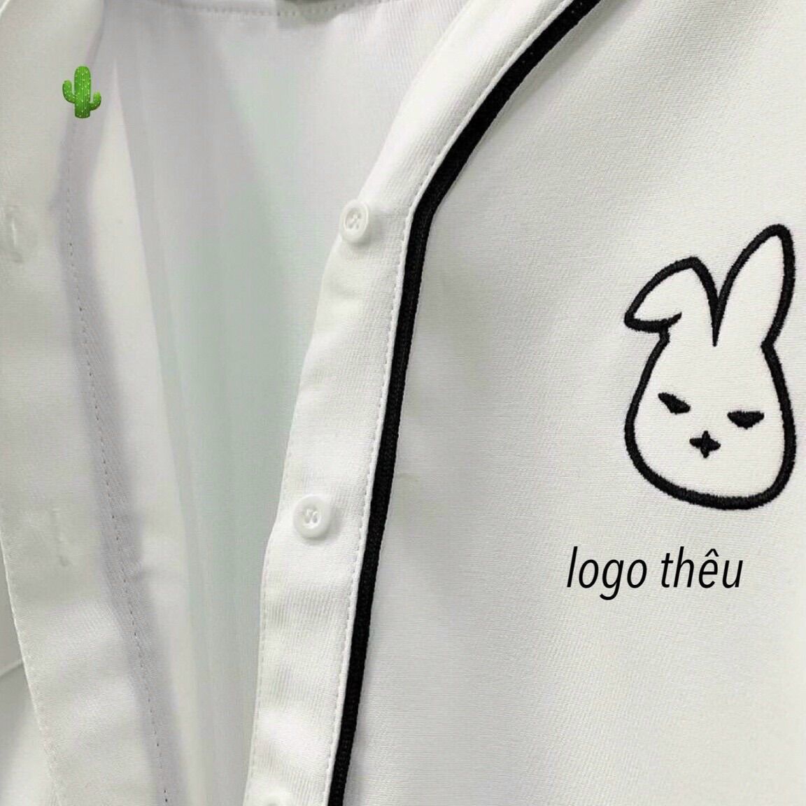 Áo sơ mi viền thêu thỏ