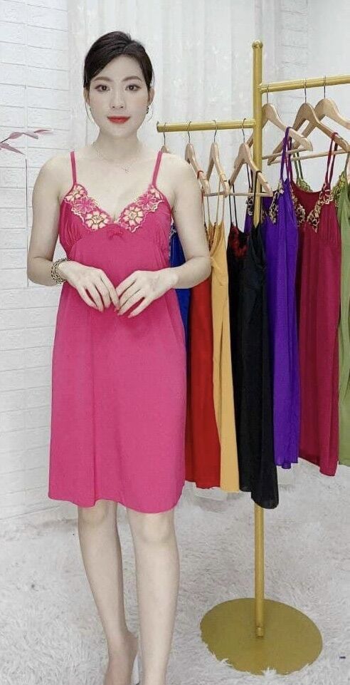 Đầm ngủ thun lạnh 2 dây phối ren hoa
