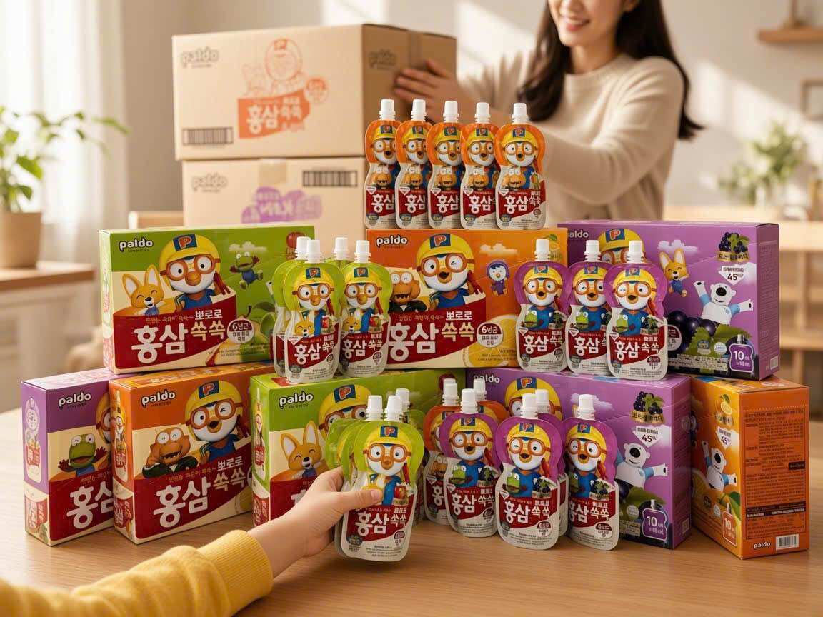 [Mẫu Mới(80ml)_8/2027]Thùng 40 túi Nước Hồng Sâm Paldo Hàn Quốc cho bé( Xuất Hoá Đơn VAT)