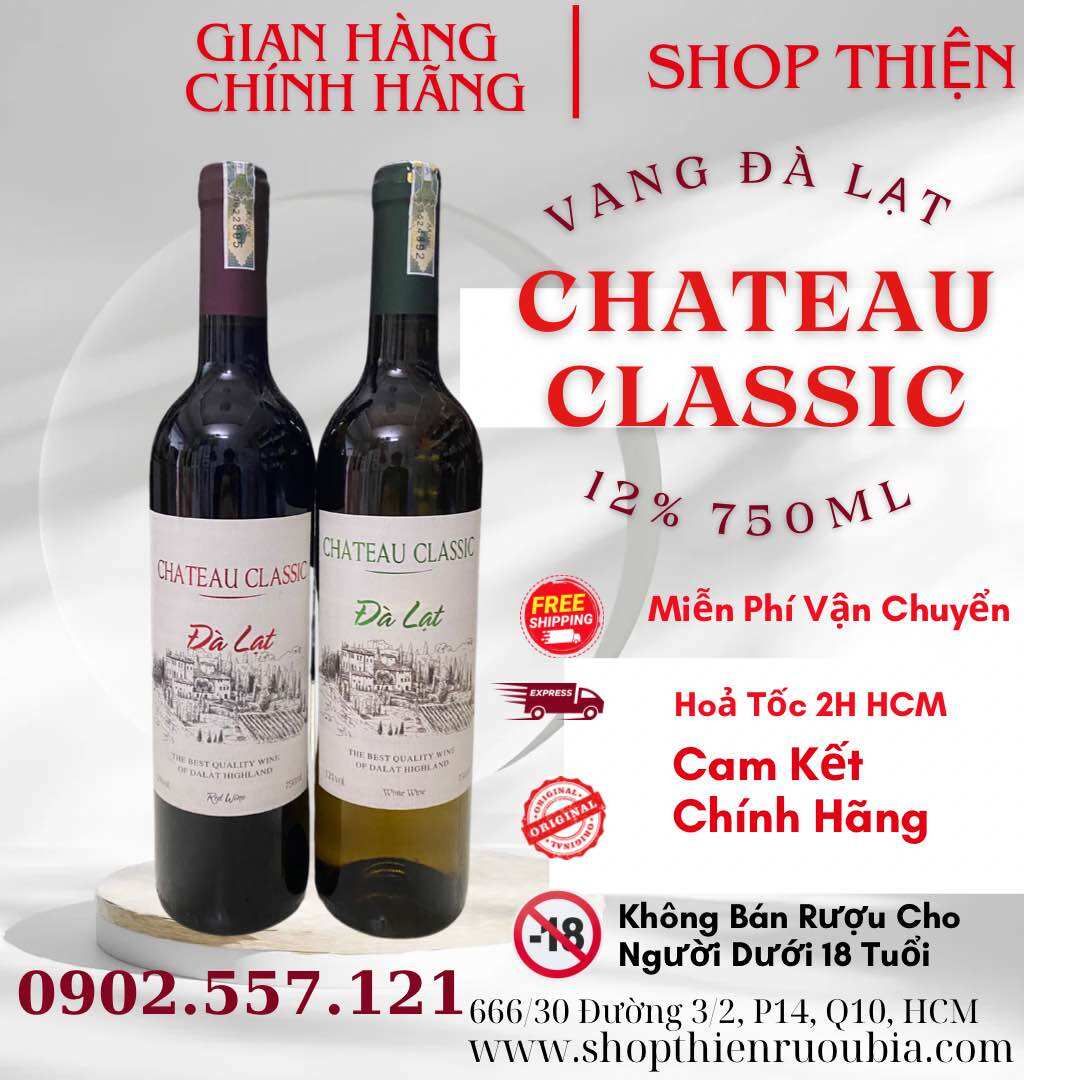 Vang Đà Lạt Đỏ CHATEAU CLASSIC 12% 750ml