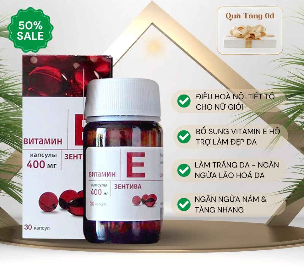Viên Uống Đẹp Da Vitamin E Mirrolla 400mg Nga Mẫu Mới