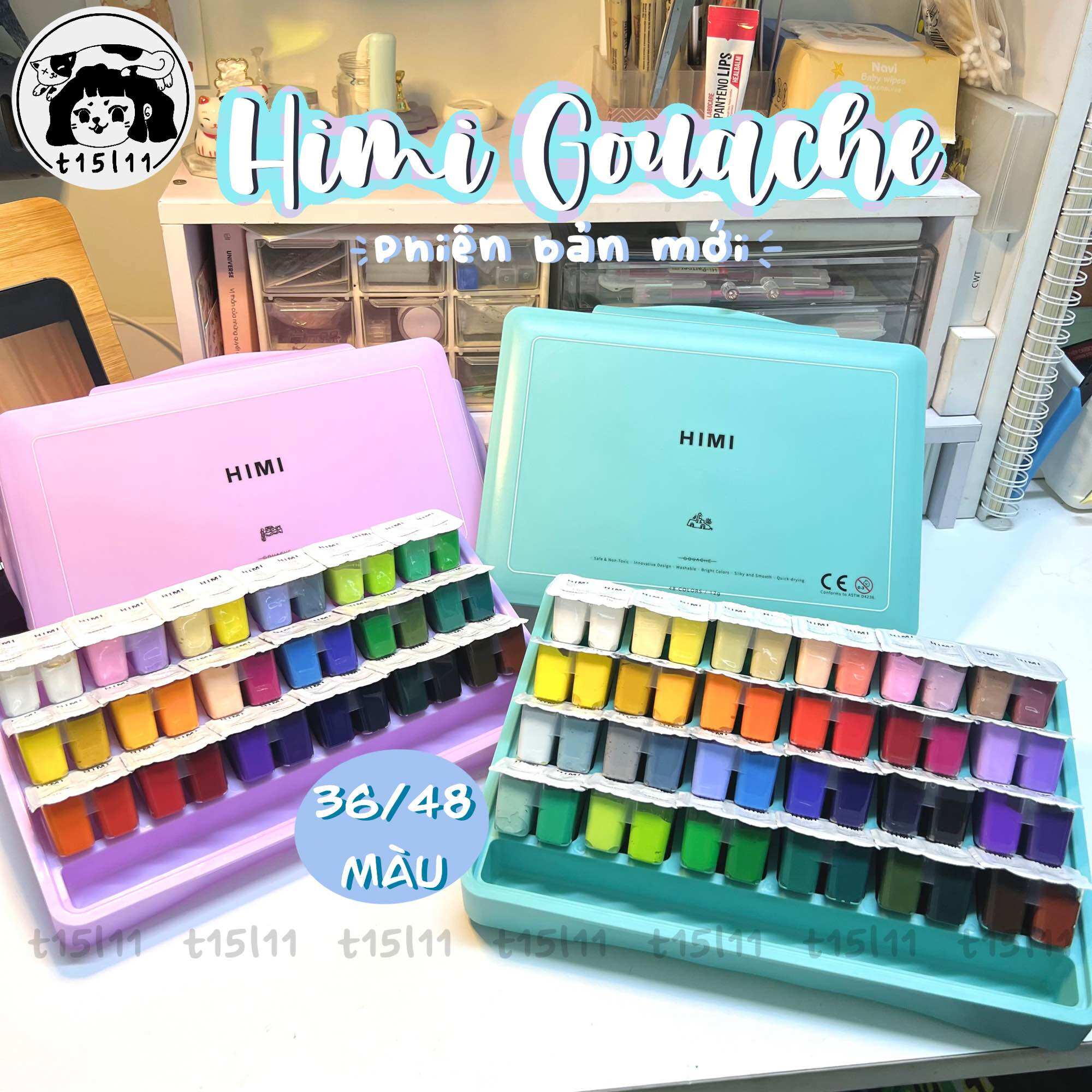 Màu gouache himi phiên bản mới 36/48 màu 2023