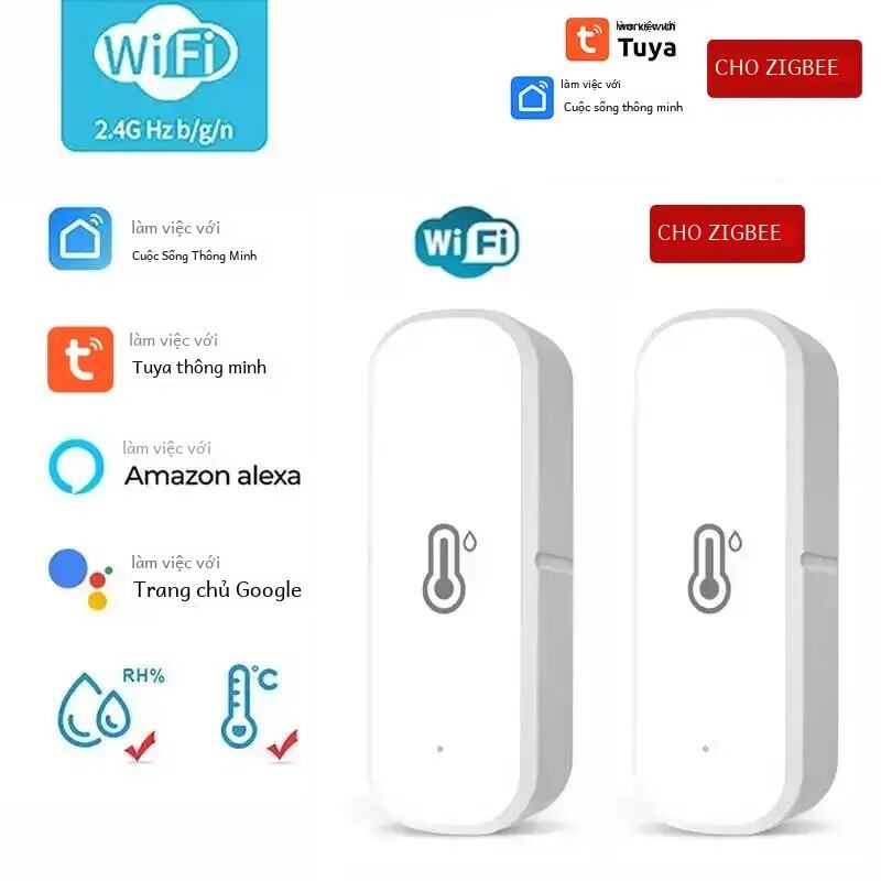 Tuya ZigBee/Wifi thông minh nhiệt độ và độ ẩm cảm biến pin Powered nhà thông minh an ninh làm việc với Alexa Google nhà