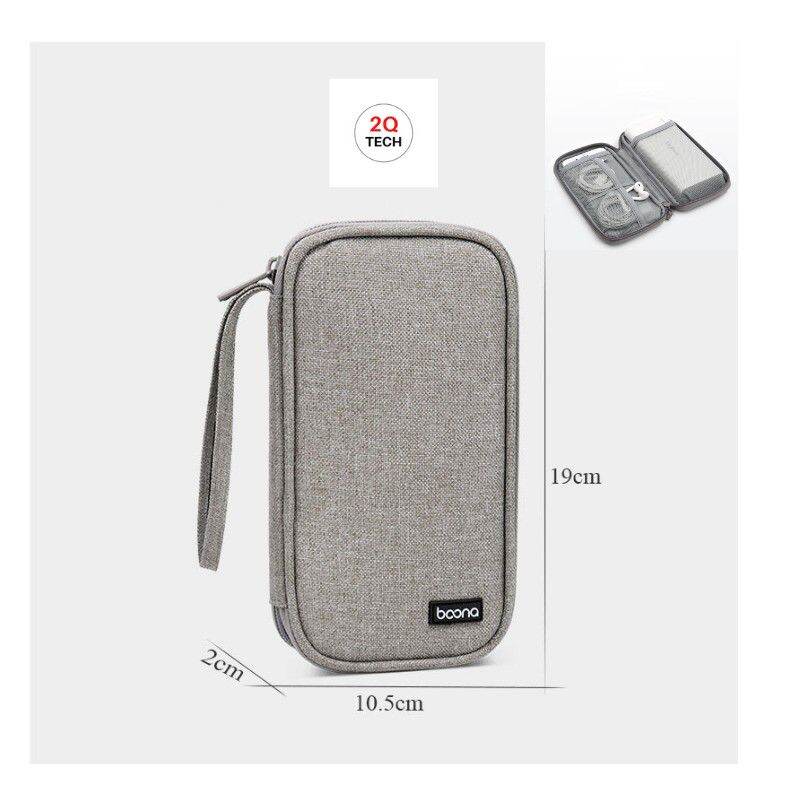 Túi phụ kiện Baona đựng Pin dự phòng, Điện thoại, sạc cáp, tai nghe thẻ nhớ, phom mềm 1 ngăn, 2ngăn