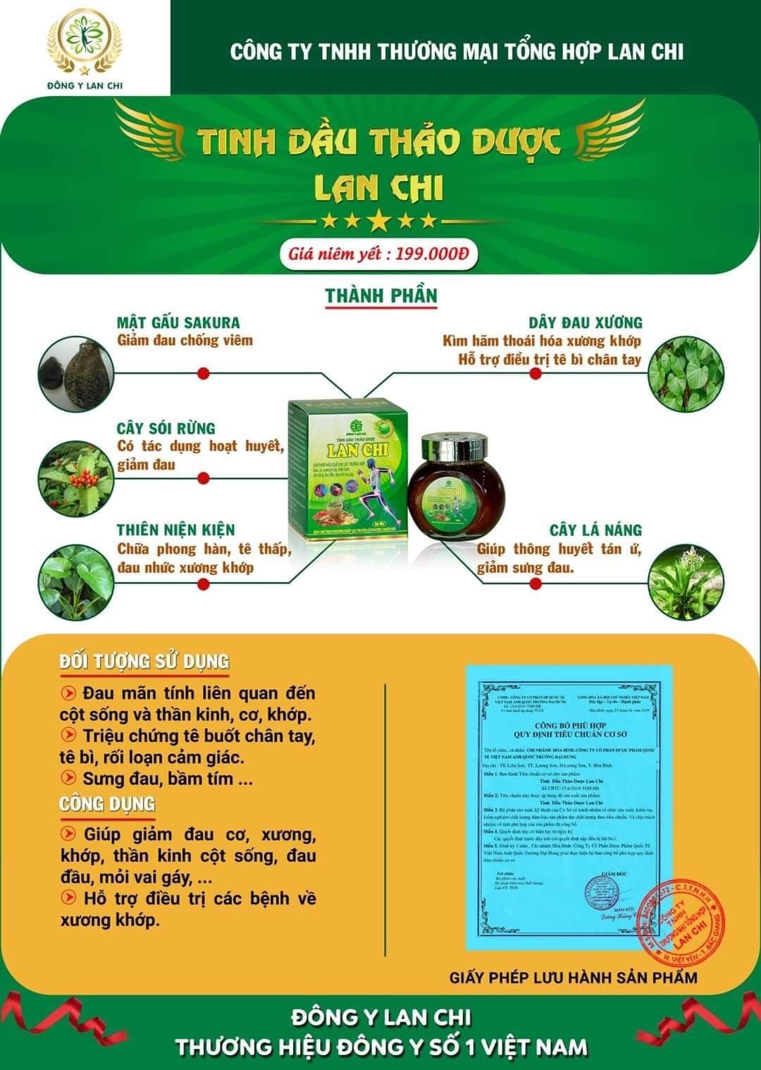 Tinh dầu xoa bóp xương khớp Lan Chi.