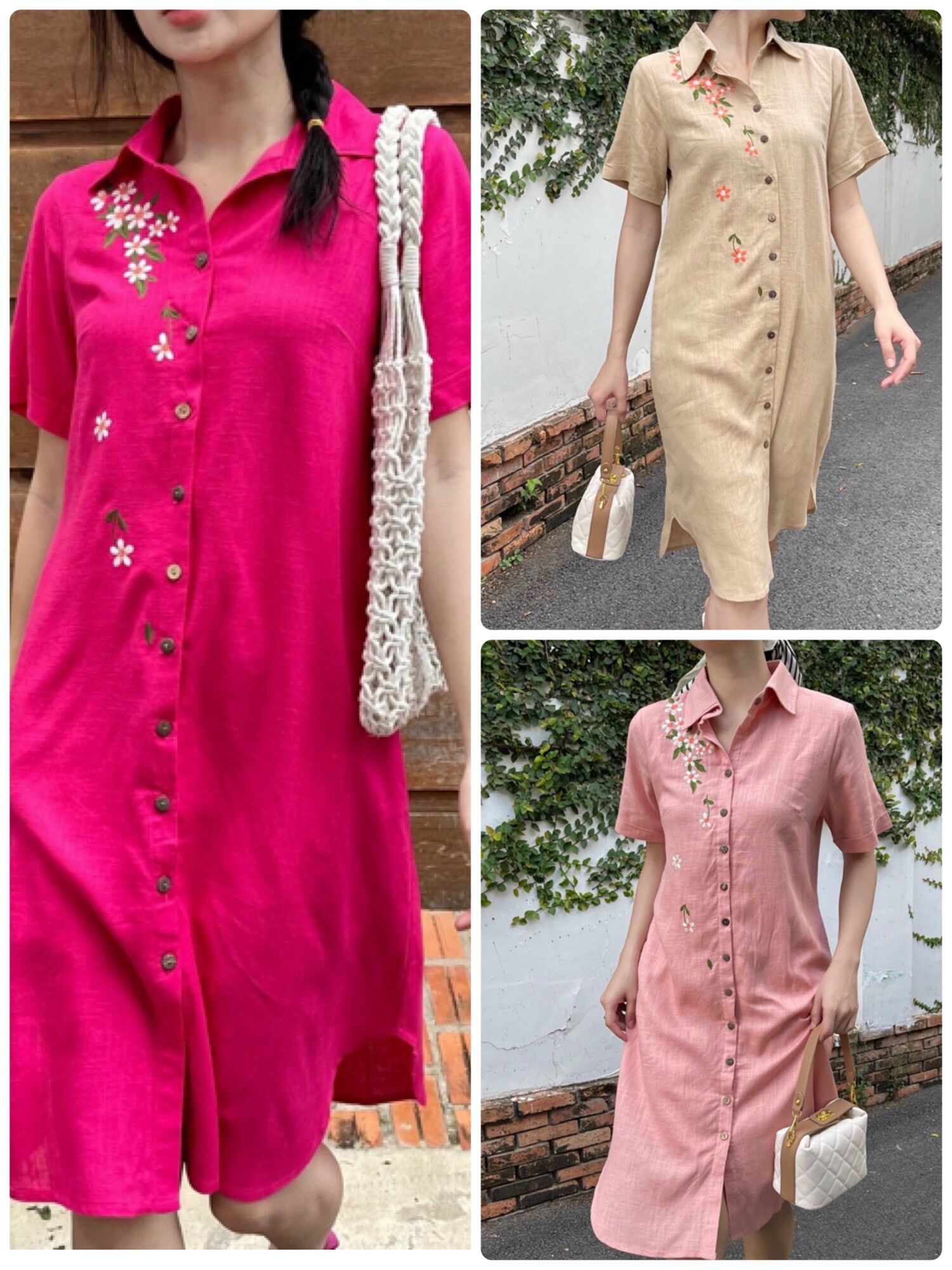 Đầm thêu linen tưng cao cấp