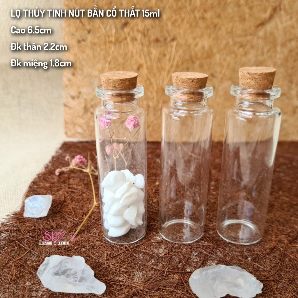 [Nhiều size]Set 3 LỌ THỦY TINH NÚT BẦN CỔ THẮT NHỎ