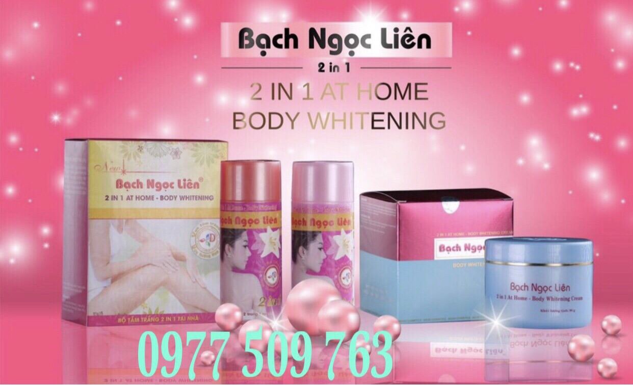 [Hcm]Bộ Tắm Trắng + Kem Dưỡng Trắng Da Body Bạch Ngọc Liên - Xanh 90Gr