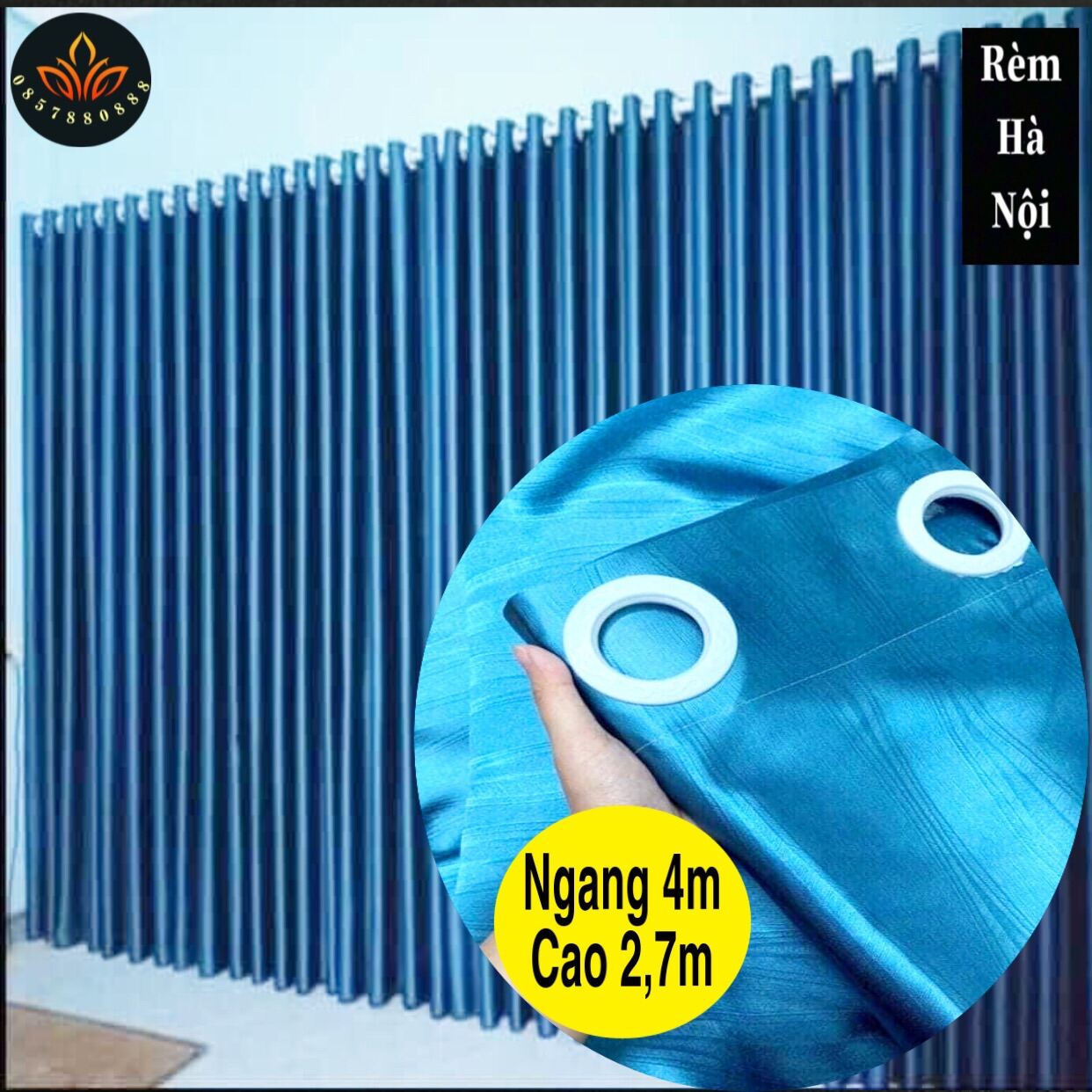 Rèm cửa ngang 4m cao 2,7m,rèm vải gấm 3 lớp - MixASale