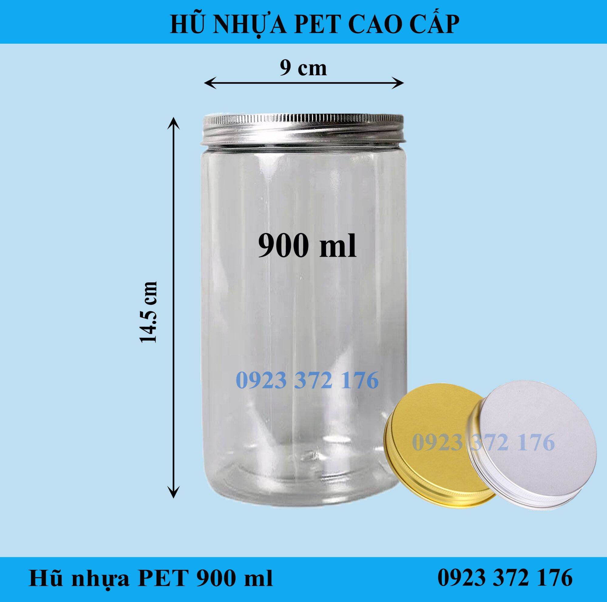 Combo 10 hũ nhựa PET 900ml nắp nhôm cao cấp