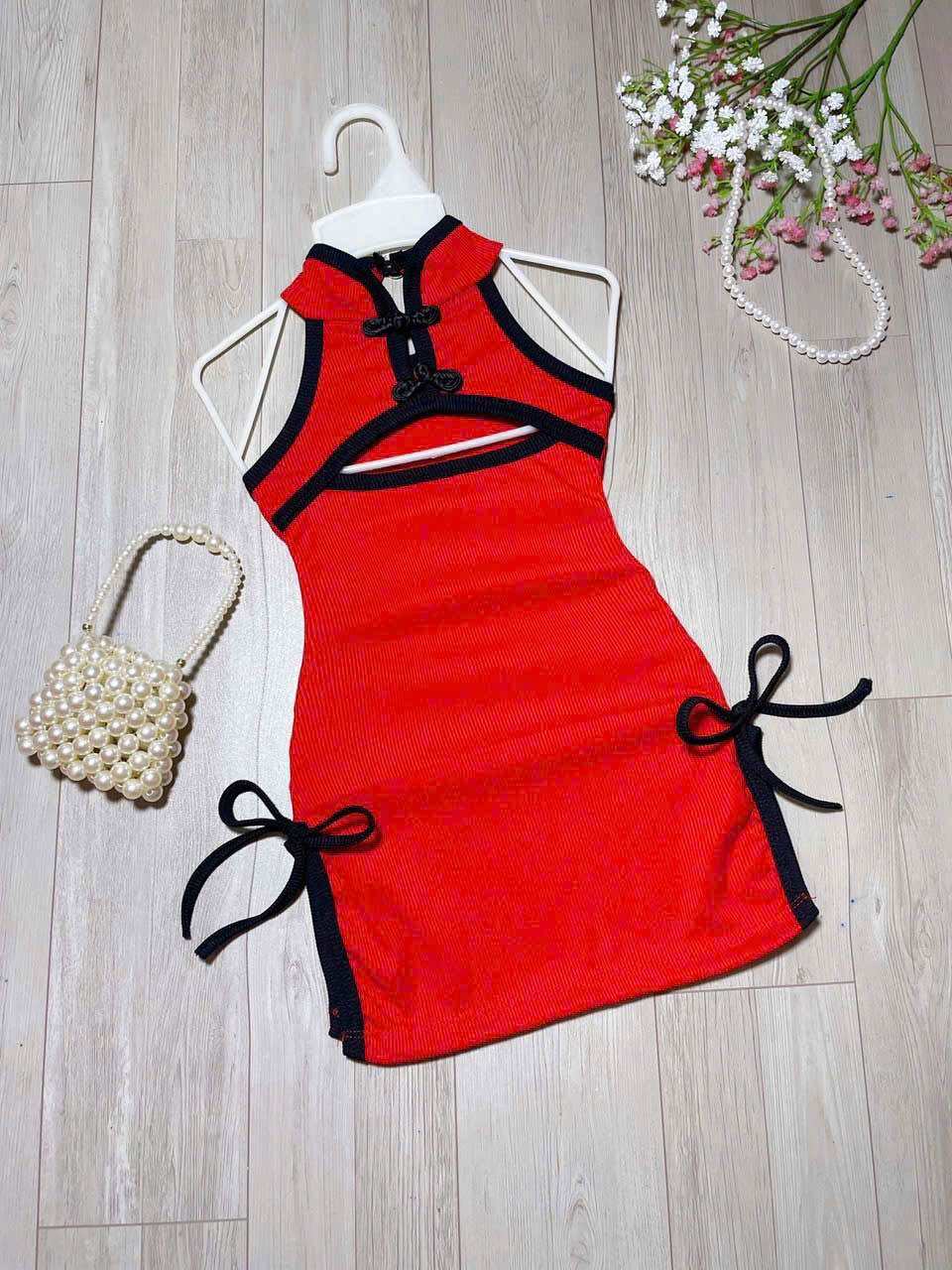 Sườn xám cách Tân cho bé|| sườn xám đỏ bé gái