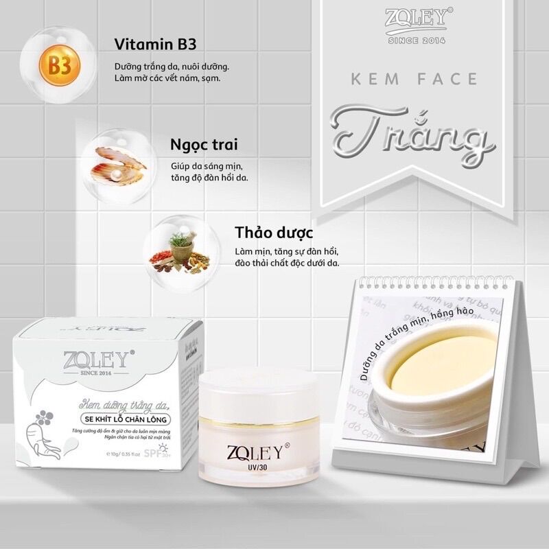Kem dưỡng trắng da, mờ thâm sạm Zoley trắng 10g