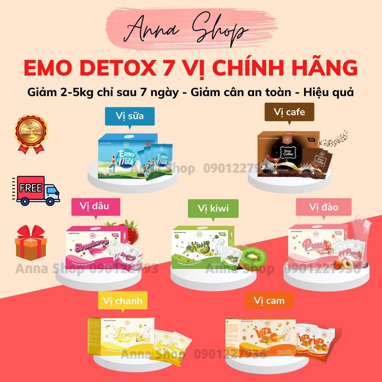 Giảm cân emoslim chính hãng 100% full 7 vị/ Giảm cân hiệu quả - an toàn