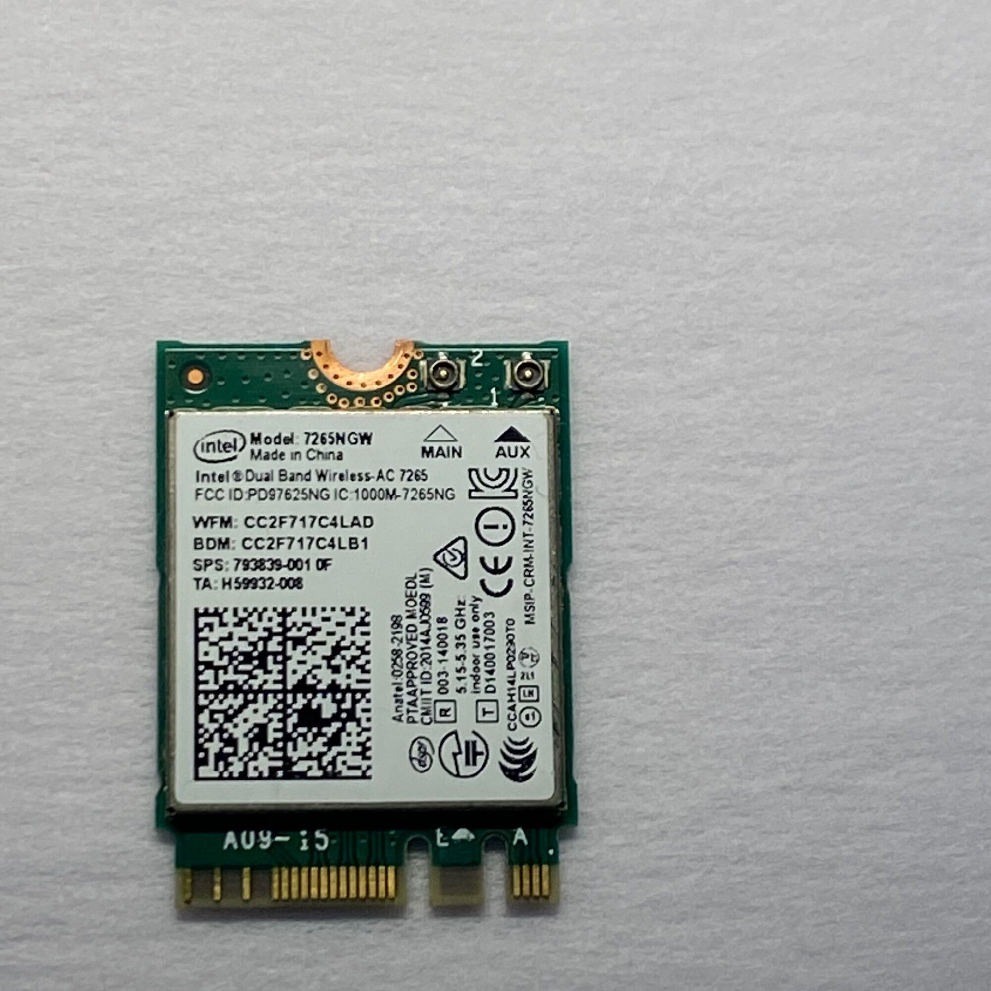 Card wifi intel 7265ngw ac 2.4g và 5g kèm bluetooth 4.2 dành cho laptop dell, hp, acer...