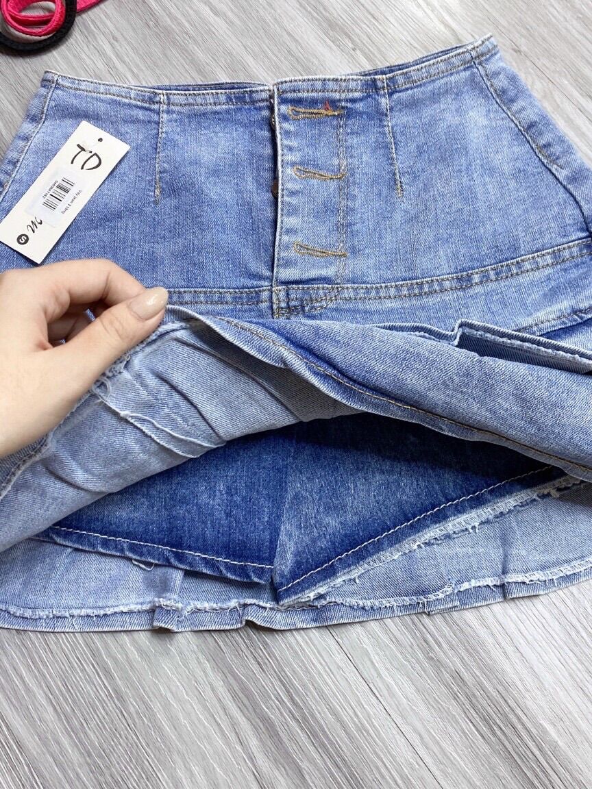 Chân váy jean nữ 2 tầng ngắn