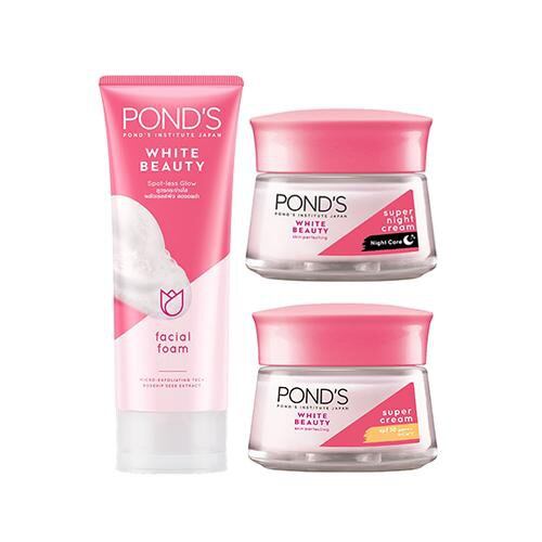 Combo Sữa rửa mặt và kem dưỡng trắng hồng tinh khiết Ponds Beauty White ngày và đêm