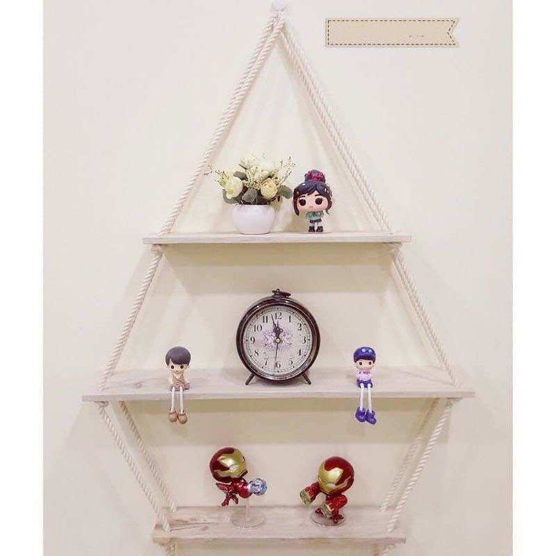 Kệ gỗ treo tường decor tặng kèm dây thừng