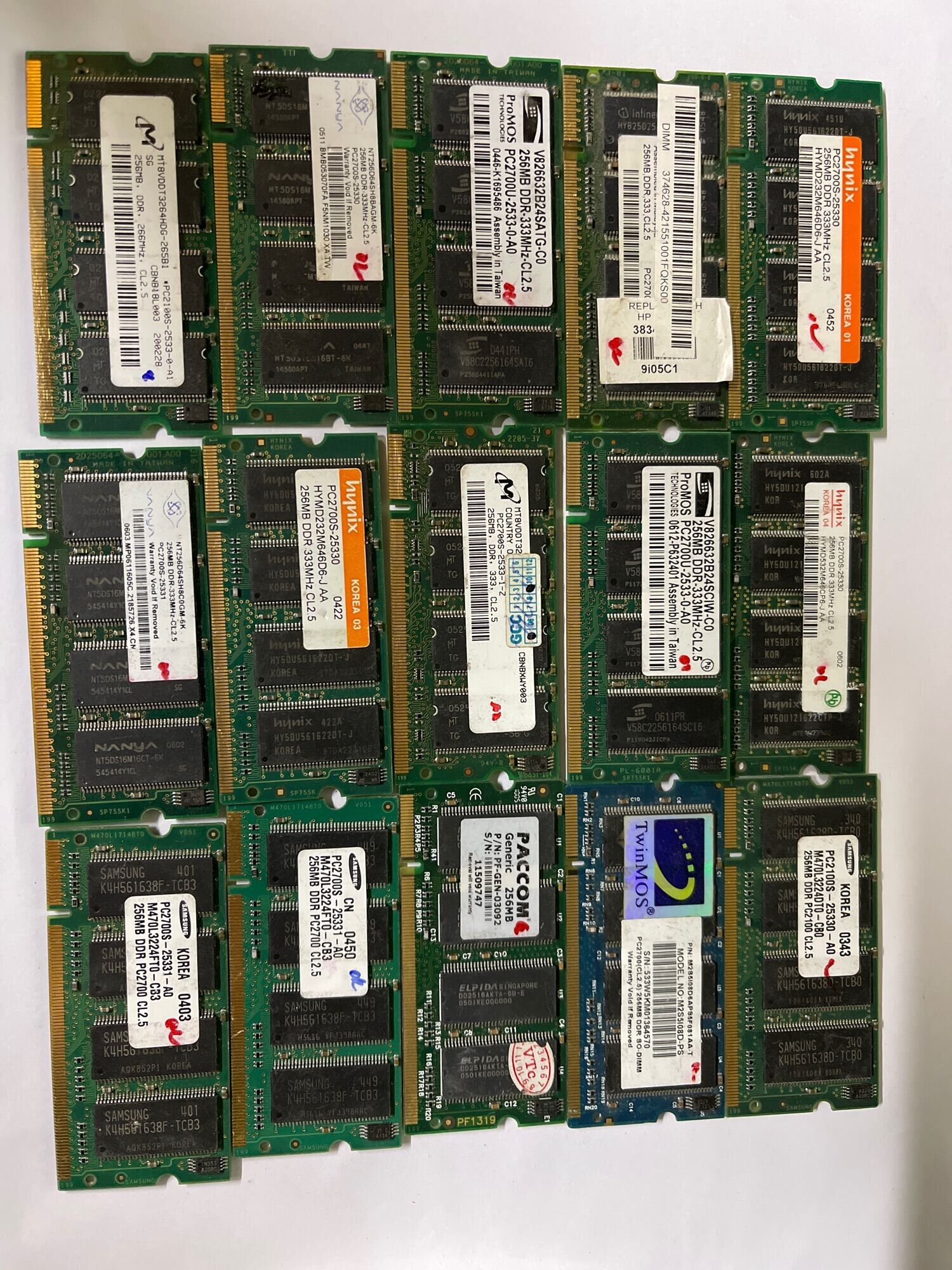 Ram ddram 1 256mb laptop bus 333 /2100/2700
