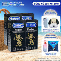 Bộ 4 hộp bao cao su Durex Kingtex bôi trơn, ôm sát size 49mm, 12 bao/hộp