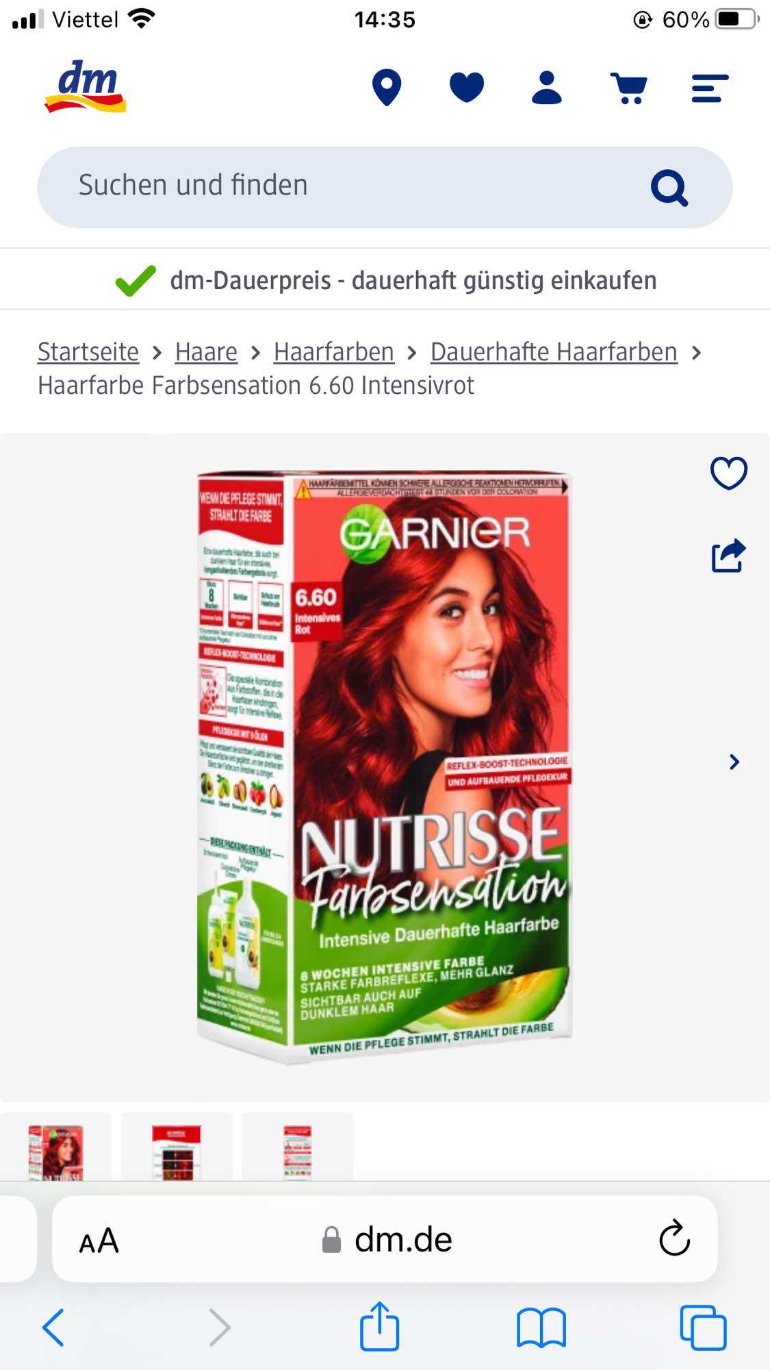 Nhuộm tóc garnier Đức màu 6.60 đỏ tự nhiên