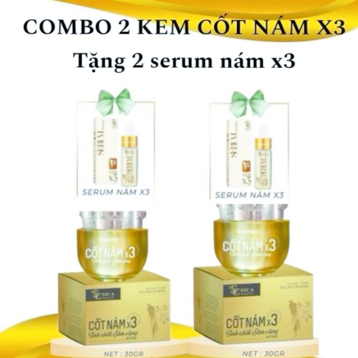 Mua 2 kem cốt nám x3 sâm vàng 30gr tặng 2 serum nám 5ml
