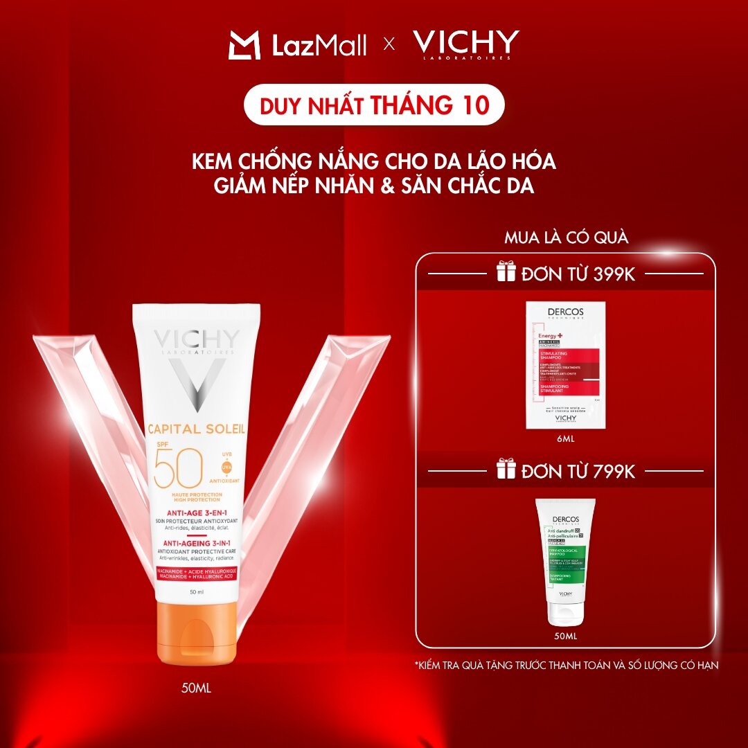 Kem chống nắng bảo vệ và giúp giảm các dấu hiệu lão hóa Capital Soleil Anti-Age SPF50