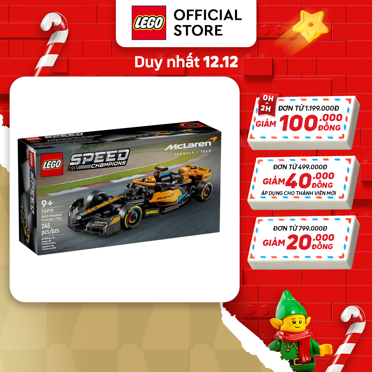 LEGO SPEED CHAMPIONS 76919 Đồ chơi lắp ráp Siêu xe McLaren F1 (245 chi tiết)