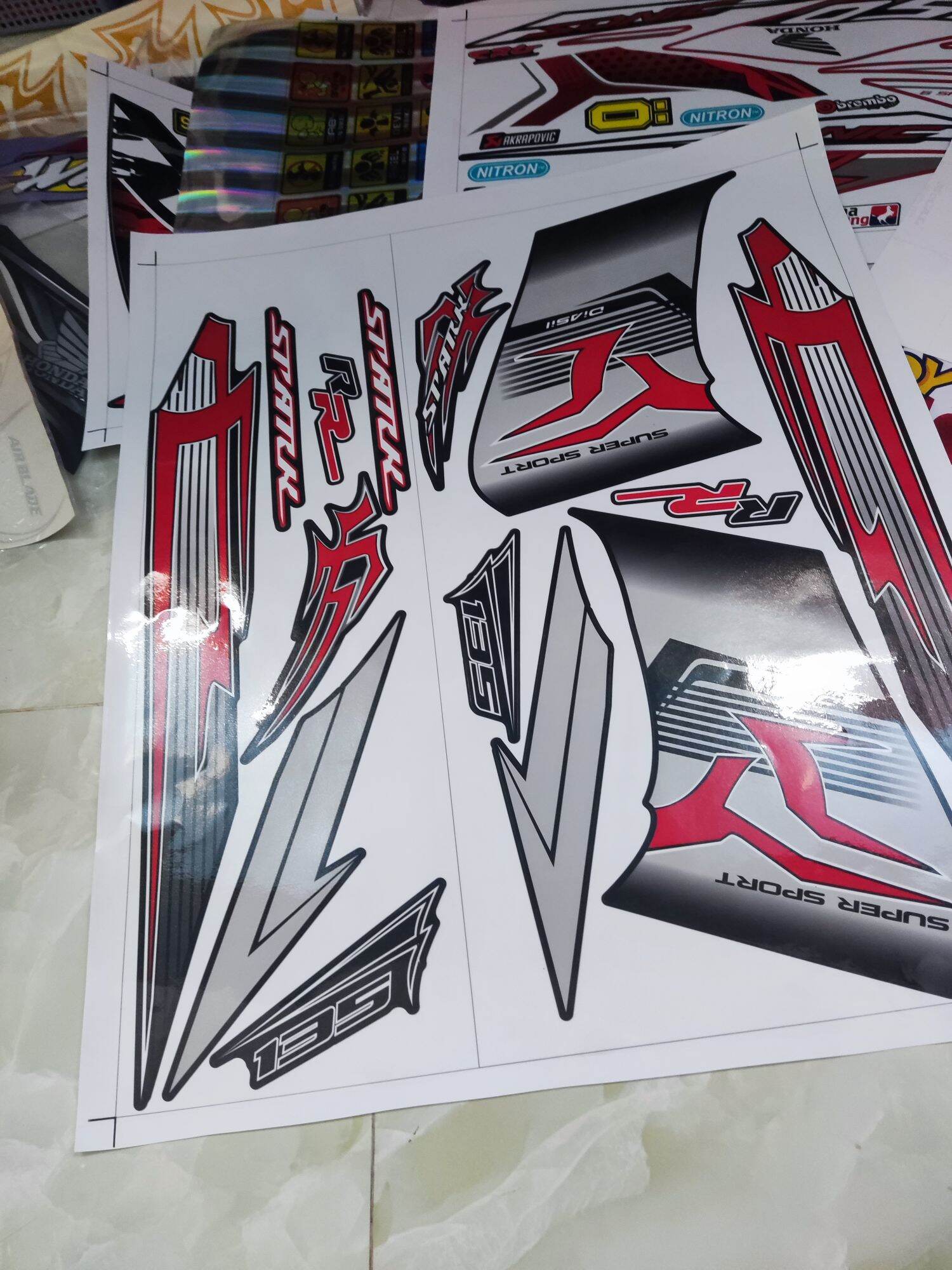 Tem Rời Ex Nhỏ 2010 Spark Dán Xe Đen Phối Xám Đỏ