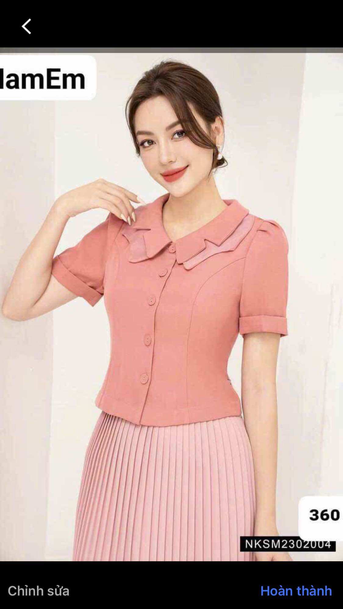 Áo cổ lá sen nhọn Uyên  dán & 123