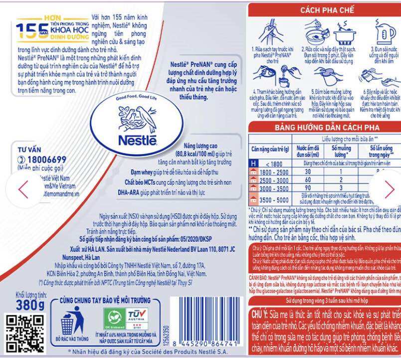 Sữa Bột Nestle Nan Pre (dành cho trẻ nhận cân hoặc thiếu tháng ) - Hộp 380g