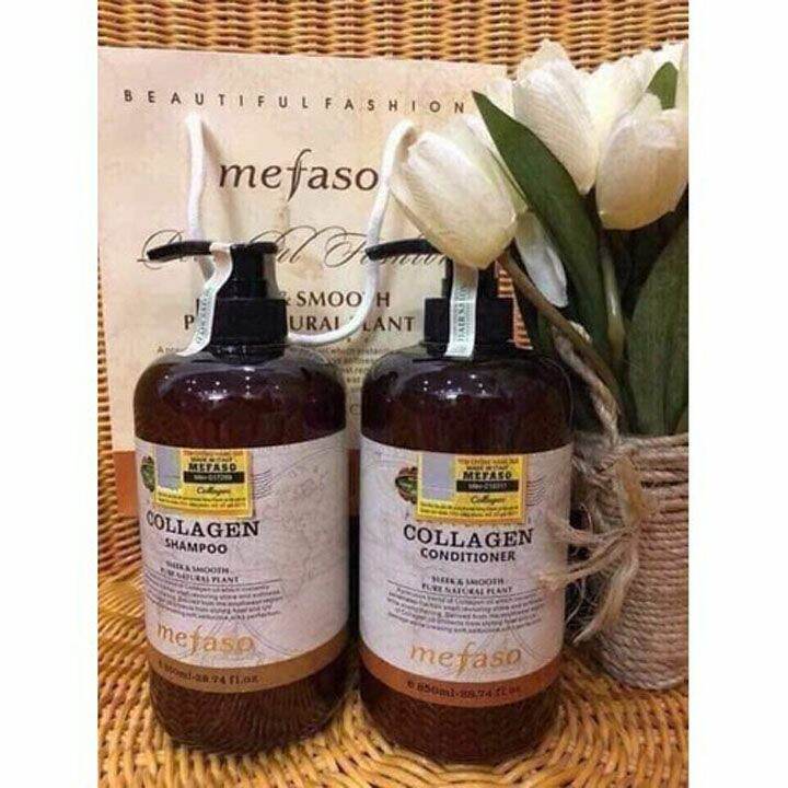 cặp dầu gội + xả mefaso colagen dùng cực thích