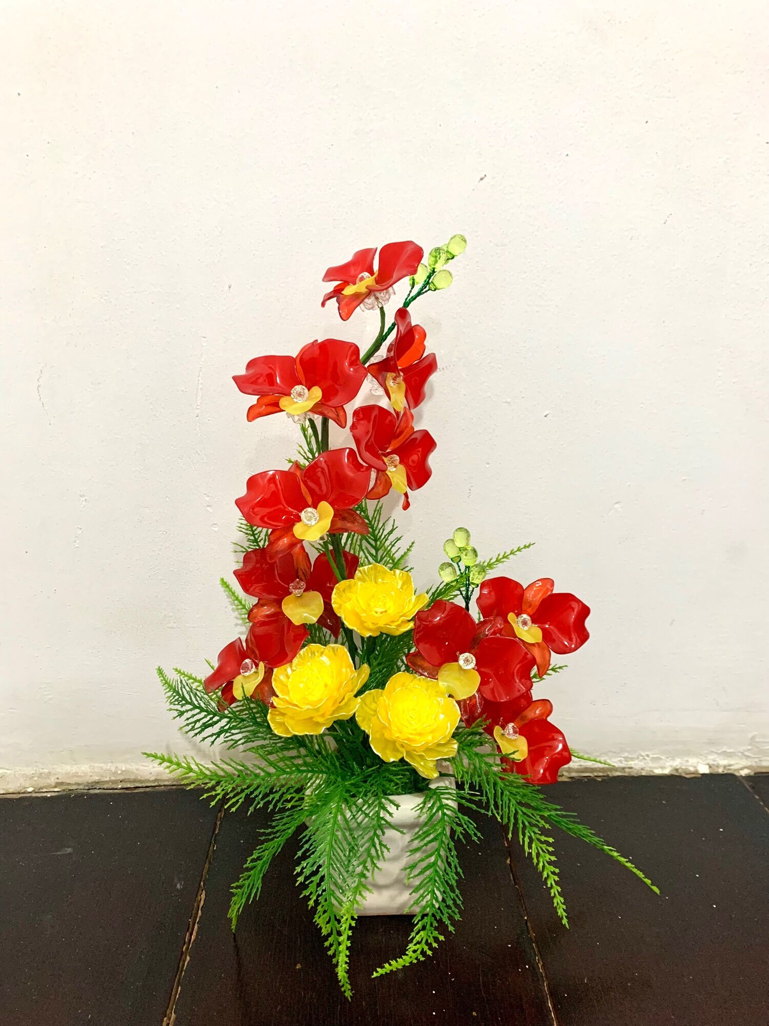 Chậu hoa pha lê cao 40cm ngang 20cm