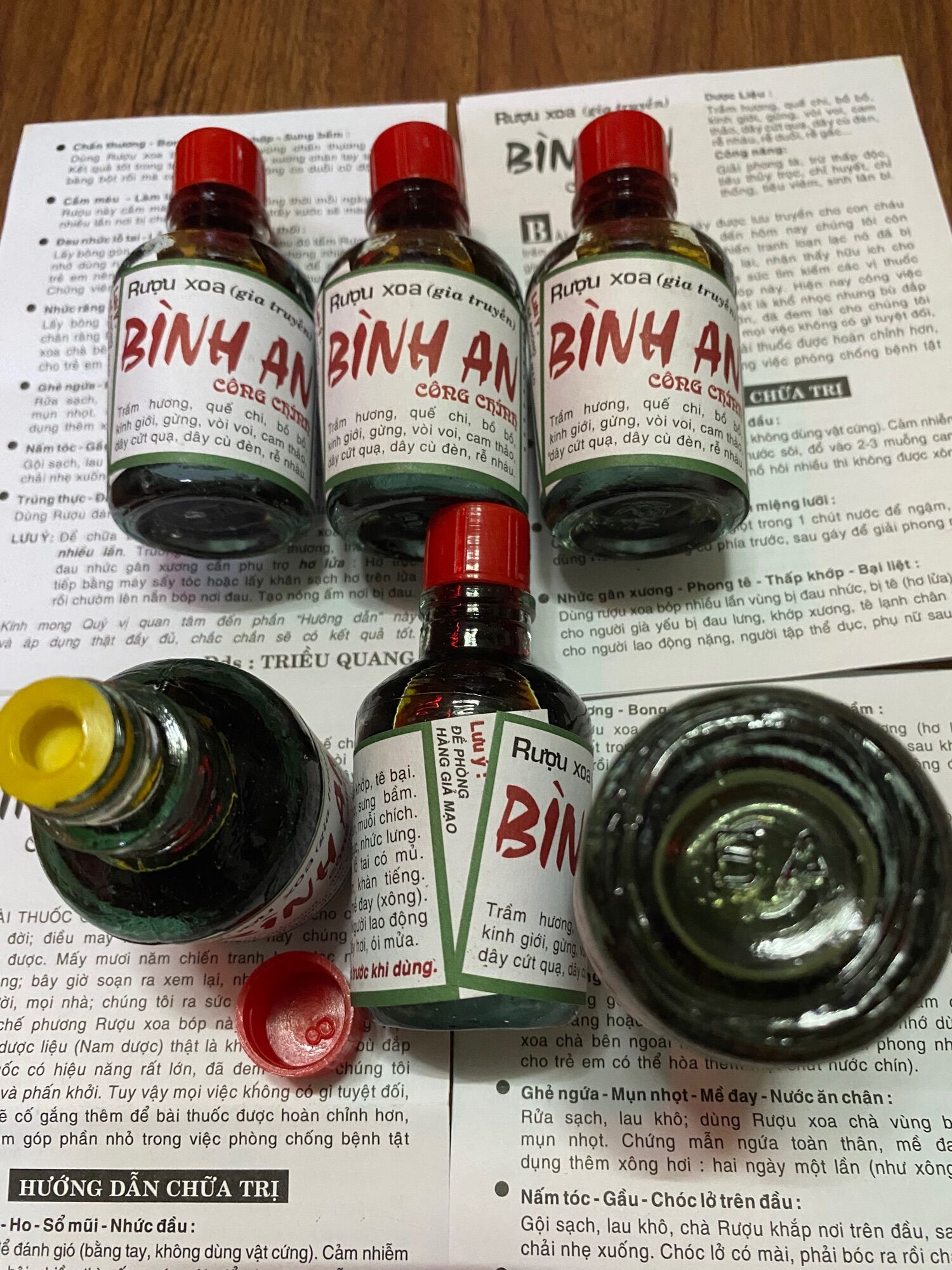 Combo 6 chai dầu xoa bóp, ruou xoa bop Bình An gia truyền