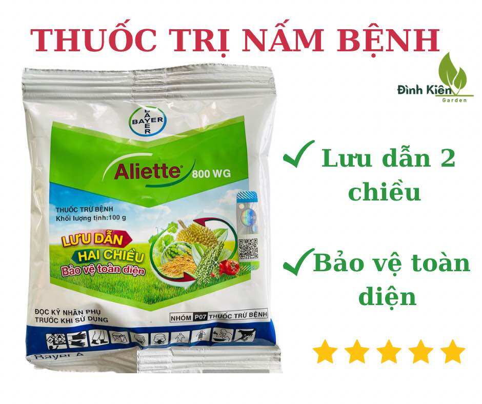 Thuốc trừ bệnh aliette 800wg 100gram, đặc trị vi khuẩn, sương mai, thối gốc chảy nhựa