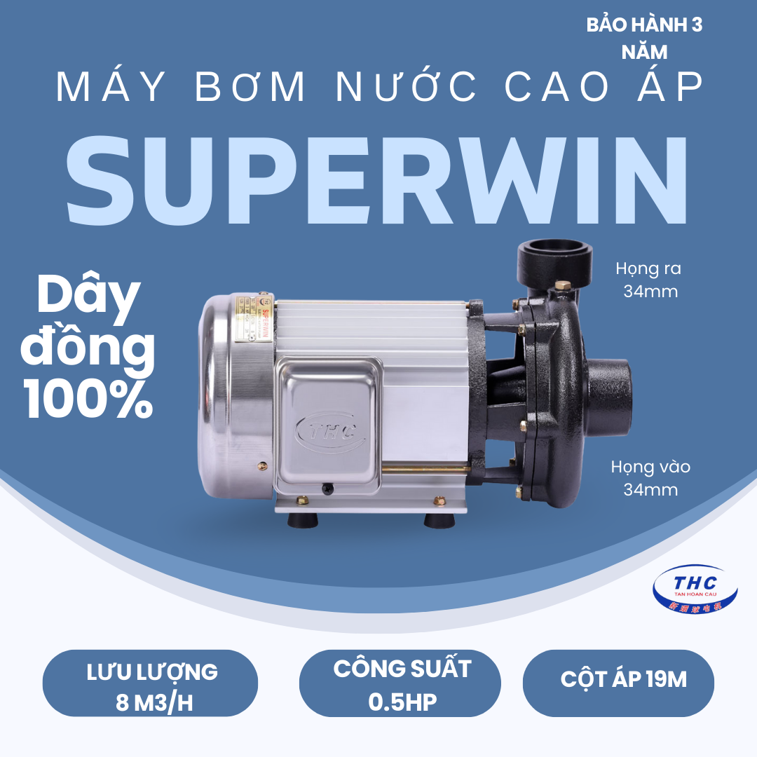 Máy bơm nước cao áp superwin 0.5hp - spw 370