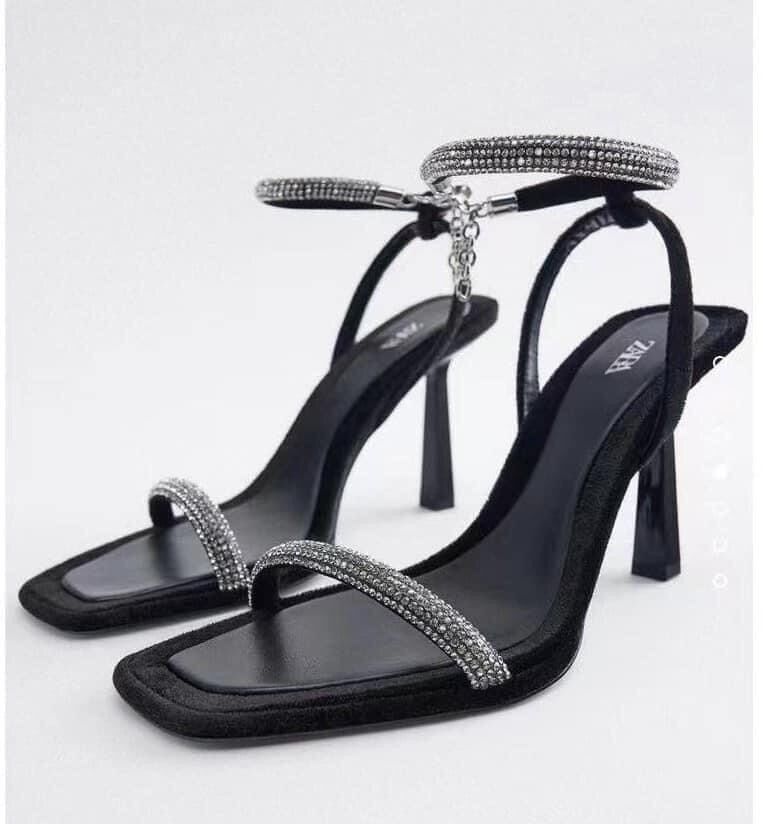 Sandal Z.Ra hai quai đá trắng cao 9cm