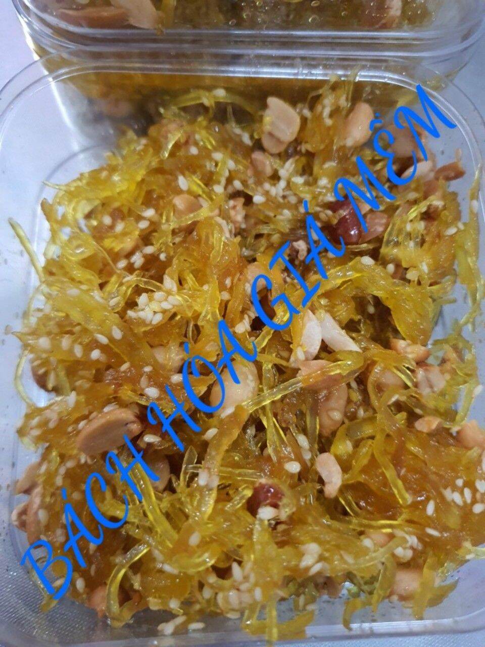 Mứt gừng sợi dẻo mè ngào đậu phộng tết hộp 300g