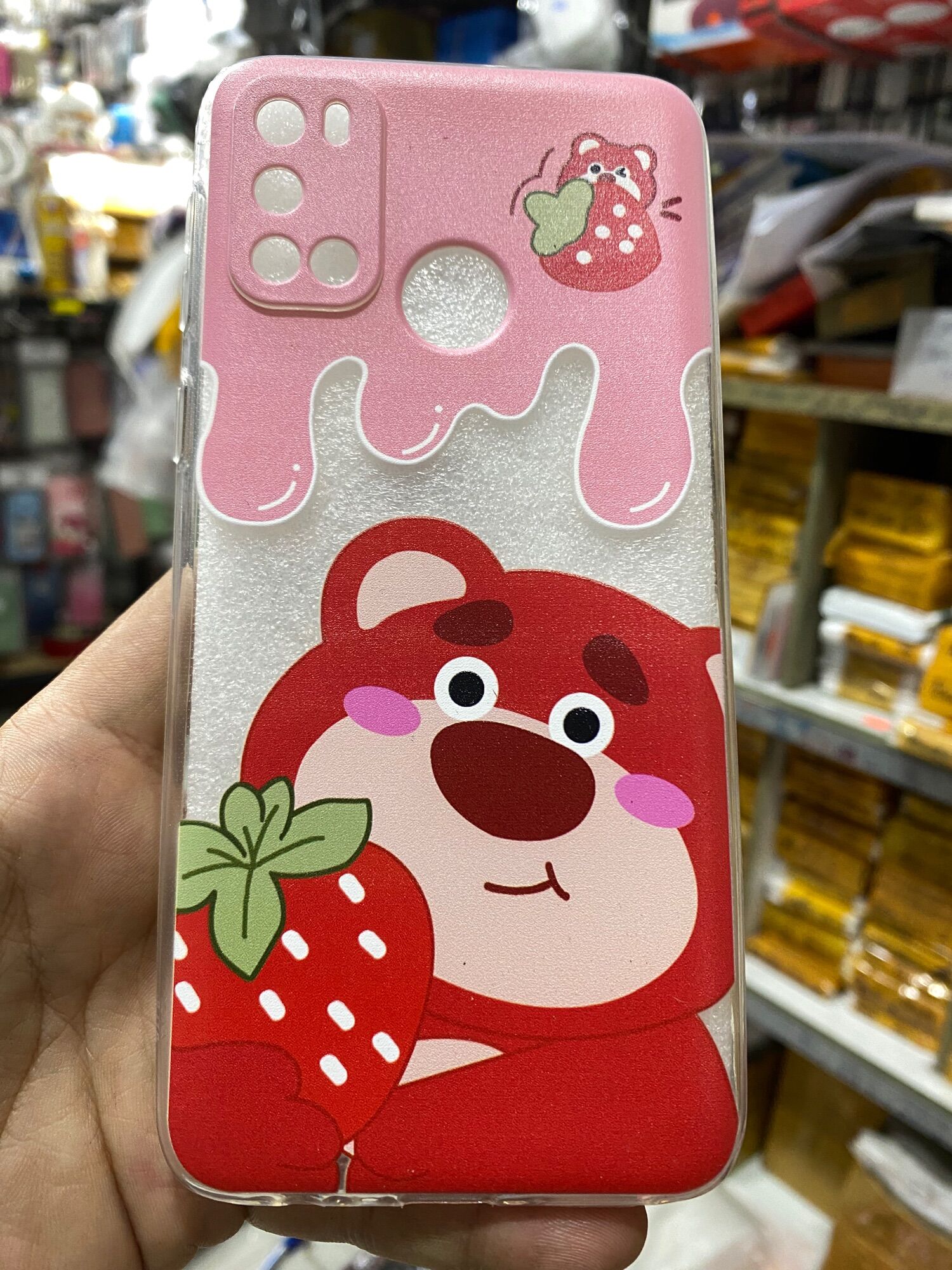 Ốp lưng dẻo silicon Vsmart Joy 4 in hinh gấu dâu kute