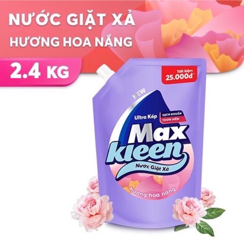 Nước giặt xả Maxkleen túi 2kg4 ( có van mở )