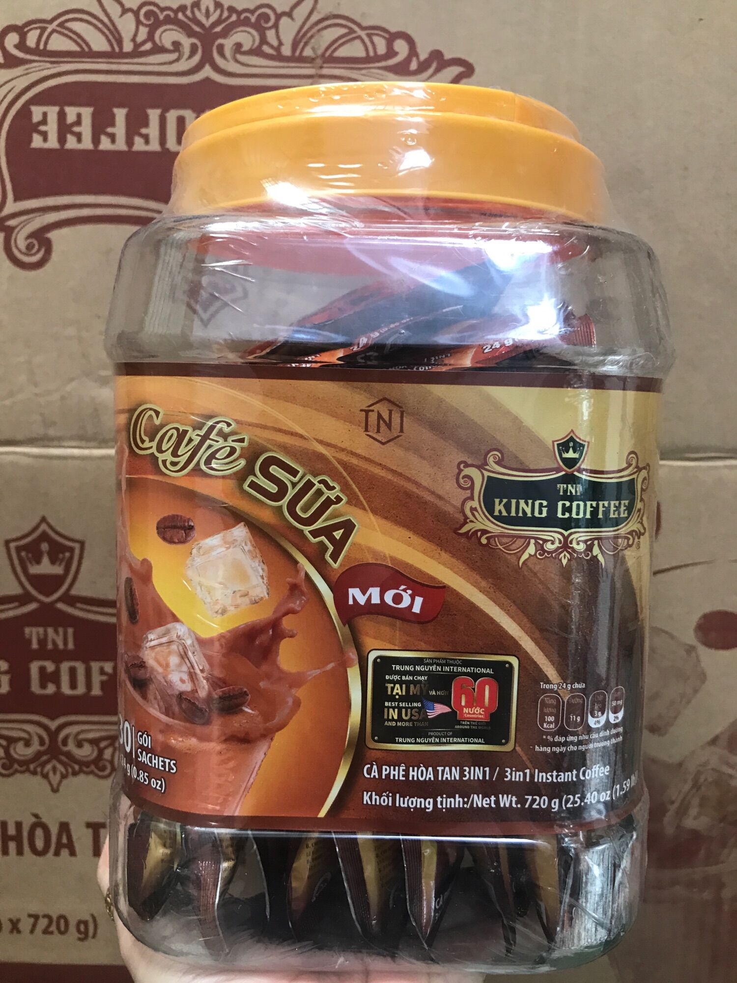 Cà phê sữa King Coffee Hộp nhựa 30 gói 24gr/gói 81K