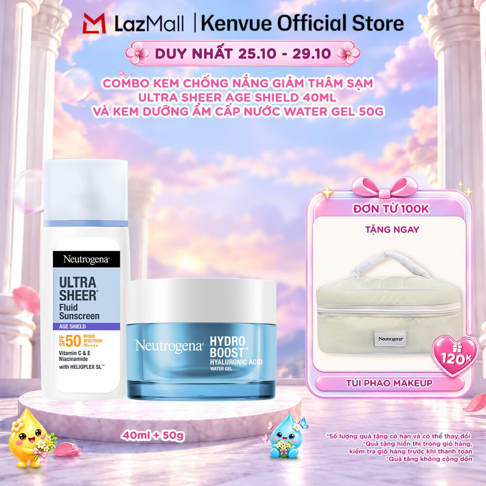 Combo Kem chống nắng Neutrogena Ultra Sheer 40ml + Kem dưỡng ẩm Water Gel 50g