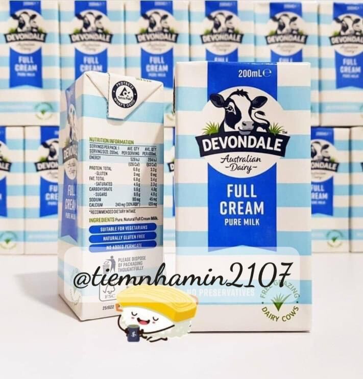 Lốc 6 hộp sữa tươi nguyên kem Devondale Úc 200ml