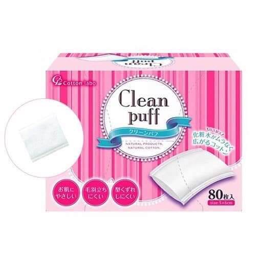 (Giá khuyến mại) Bông tẩy trang Clean Puff Nội địa Nhật 80 miếng