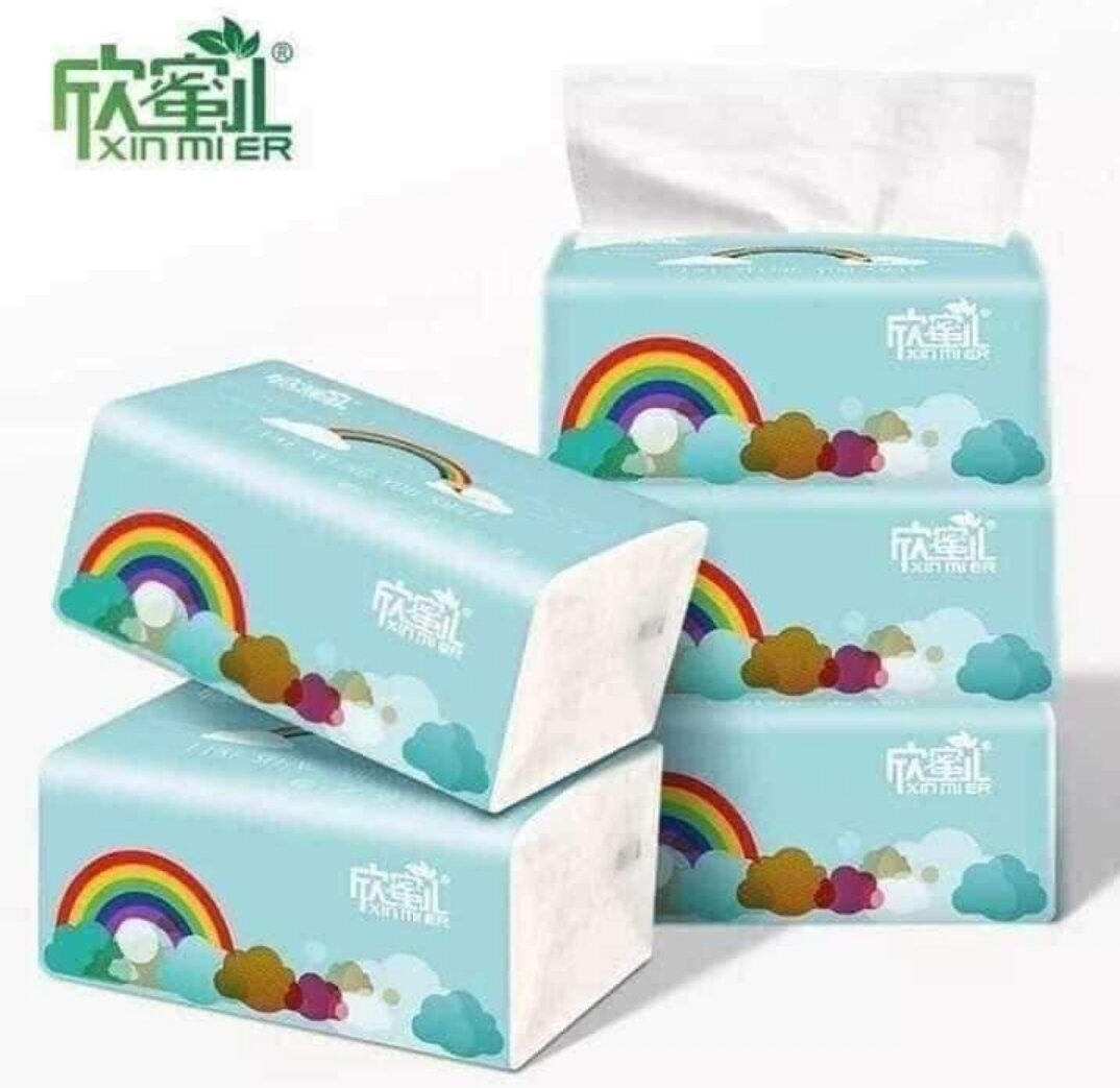 Giấy ăn cầu vồng xinmier thùng 30 gói - siêu dai - siêu mềm mịn