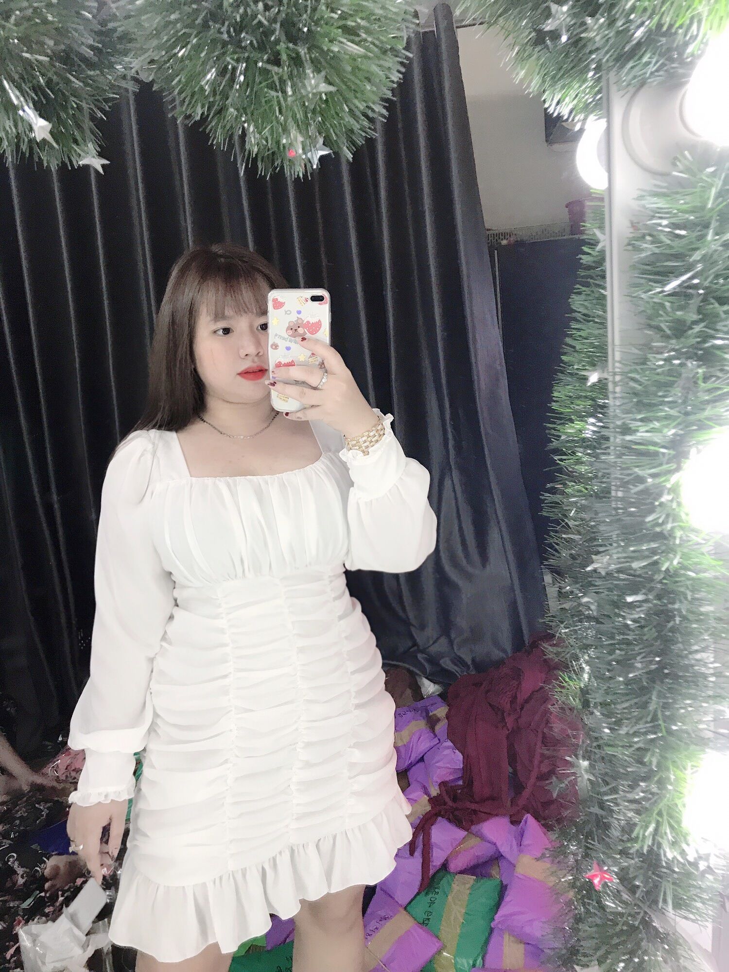 [Bigsize 60-85kg] Đầm nhún tay dài