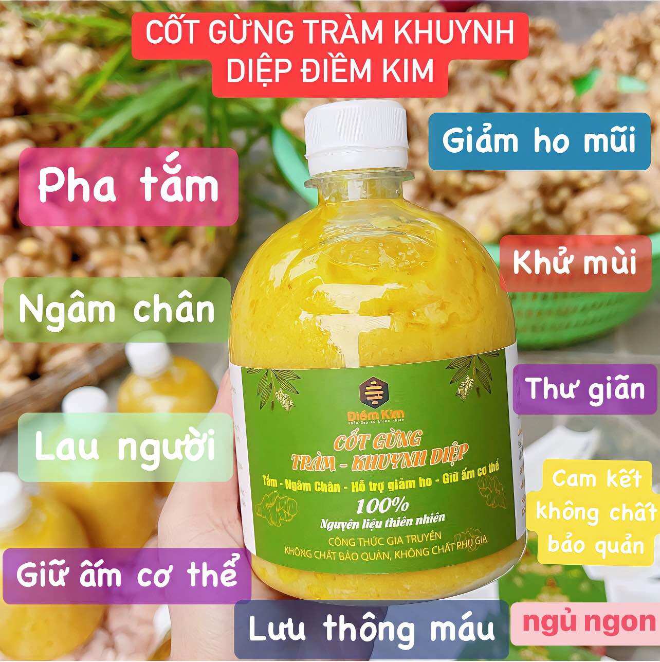 Cốt gừng tràm khuynh diệp điềm kim - tắm bé, ngâm chân, giữ ấm cơ thể