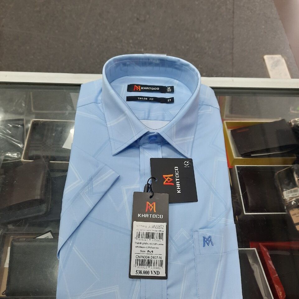 Áo sơ mi ngắn tay khatoco lai ngang