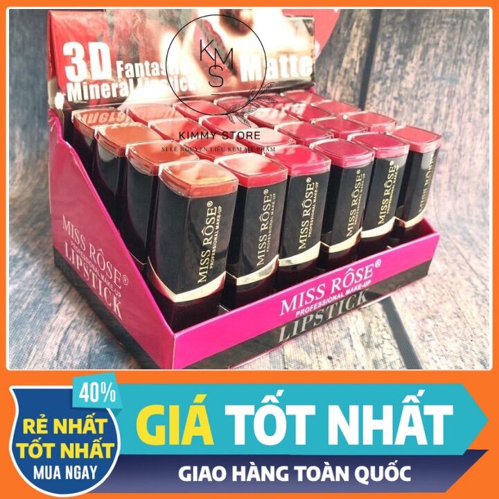SON MISS ROSE 3d lì mềm mịn kèm son dưỡng ( Missrose )