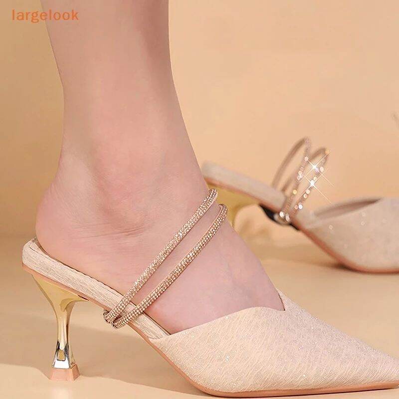 1 a Pair of Elastic Straps with Luxurious Stones Attached to Decorate Shoes to Prevent Heel Slippage - 3